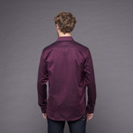 Centerbe Long Sleeve Woven Shirt // Wine (M)