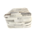 Striations // Grey // Cowhide Pouf (1'6" x 1'6")