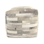 Striations // Grey // Cowhide Pouf (1'6" x 1'6")