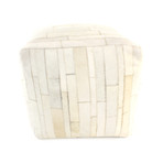 Striations in Ivory // Cow Hide Pouf