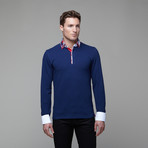 Long Sleeve Pique Polo // Navy + Check (S)