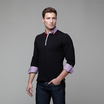 Long Sleeve Pique Polo // Black + Gingham (S)