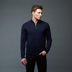 Cashmere Zip Pullover // Navy Blue (2XL)