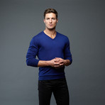 Cashmere V-Neck Pullover // Blue (S)