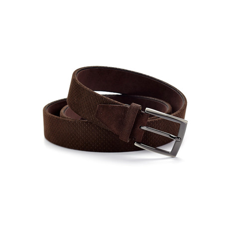 Suede Leather Belt // Brown