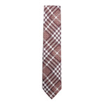 Silk Floral Accent Check Tie // Brick