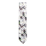 Silk Floral Print Tie // Grey