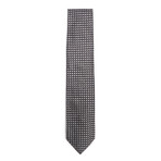 Silk Three Dash Check Tie // Navy + Silver