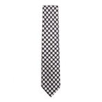 Silk Embroidered Hash Patterned Tie // Black