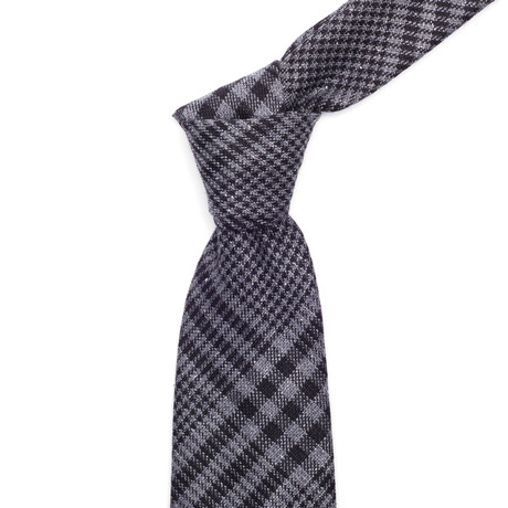 Wool Check Tie // Charcoal