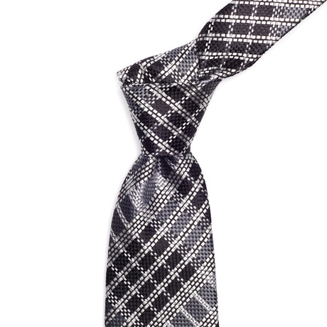 Silk Graphic Plaid Tie // Black