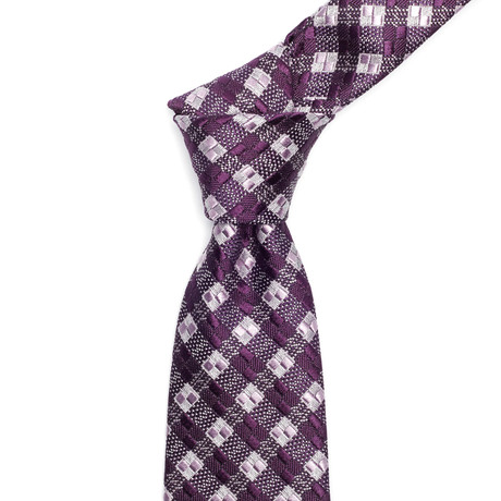 Silk Diamond Check Tie // Burgundy