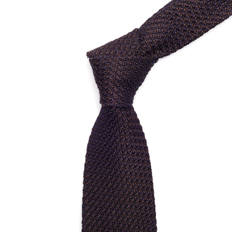 Silk Pebbled Knit Tie // Brown