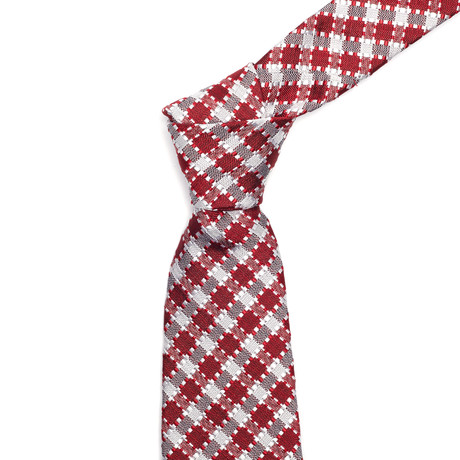 Silk Graphic Check Tie // Red