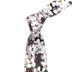 Silk Floral Print Tie // Grey