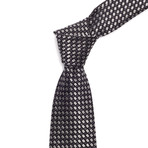 Silk Three Dash Check Tie // Navy + Silver