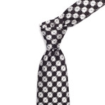 Silk Embroidered Hash Patterned Tie // Black