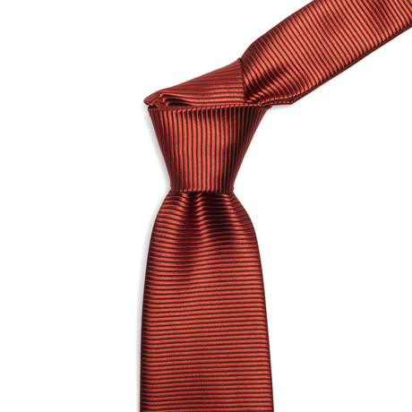 Tom Ford // Silk Horizontal Stripe Tie // Brick Red