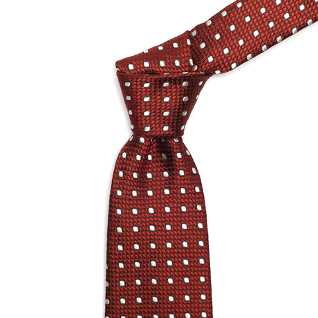 Silk Graphic Dot Tie // Brick Red