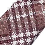 Silk Floral Accent Check Tie // Brick