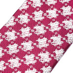 Silk Embroidered Hash Patterned Tie // Fuschia