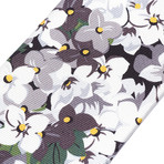 Silk Floral Print Tie // Grey