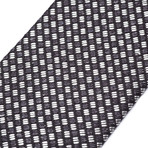 Silk Three Dash Check Tie // Navy + Silver