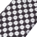 Silk Embroidered Hash Patterned Tie // Black