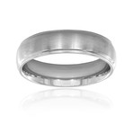 Grooved Brushed and Polished Titanium Ring (Size 7)