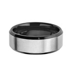 Black Rimmed Brushed Titanium Ring (Size 7)