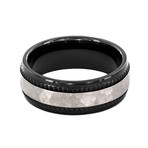 Crucible Black Plated Titanium Hammered Milgrain Ring (Size 8)