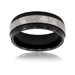 Crucible Black Plated Titanium Hammered Milgrain Ring (Size 8)