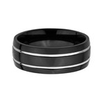 Black Titanium Slim Striped Ring // 8mm (Size 8)