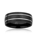 Black Titanium Slim Striped Ring // 8mm (Size 8)