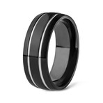 Black Titanium Slim Striped Ring // 8mm (Size 8)