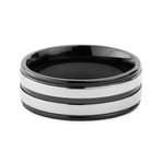 Black Titanium Striped Ring // 8mm (Size 8)