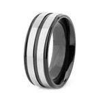 Black Titanium Striped Ring // 8mm (Size 8)