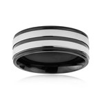 Black Titanium Striped Ring // 8mm (Size 8)