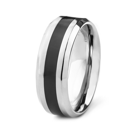 Black Inlay Titanium Ring // 8mm (Size 8)