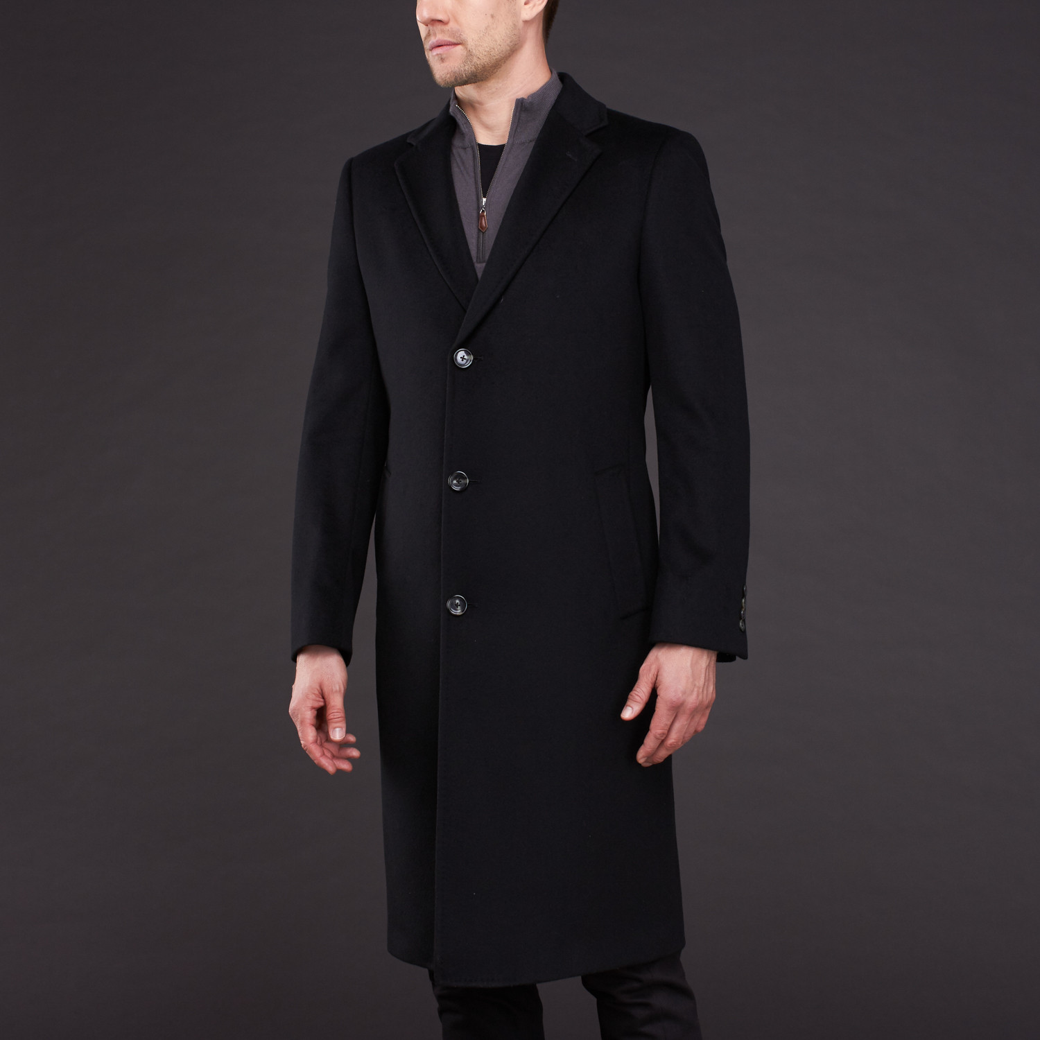 Wool + Cashmere Single Breasted Coat // Black (US: 40S) - Cardinal of ...
