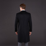 Wool + Cashmere Single Breasted Coat // Black + Purple Lining (US: 42R)