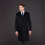 Wool + Cashmere Single Breasted Coat // Black + Purple Lining (US: 42R)