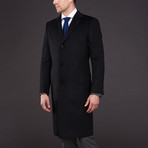 Wool + Cashmere Single Breasted Coat // Black + Purple Lining (US: 42R)