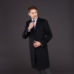 Wool + Cashmere Single Breasted Coat // Black + Purple Lining (US: 42R)