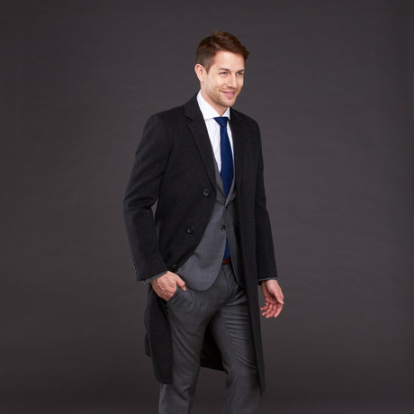 Wool + Cashmere Single Breasted Coat // Dark Charcoal (US: 36R)