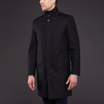 Loro Piana Wool Weatherproof Overcoat // Black (XL)