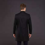 Loro Piana Wool Weatherproof Overcoat // Black (XL)