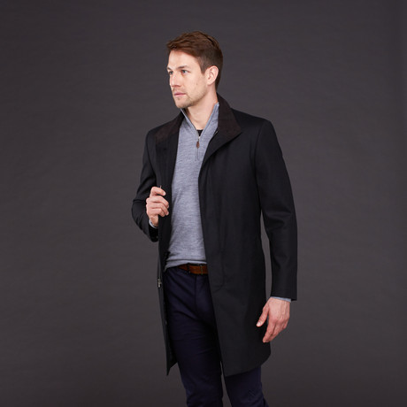 Loro Piana Wool Weatherproof Overcoat // Black (S)