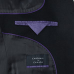 Wool + Cashmere Single Breasted Coat // Black + Purple Lining (US: 42R)