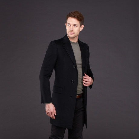 Matthew Cashmere Single Breasted Coat // Black (US: 36R)